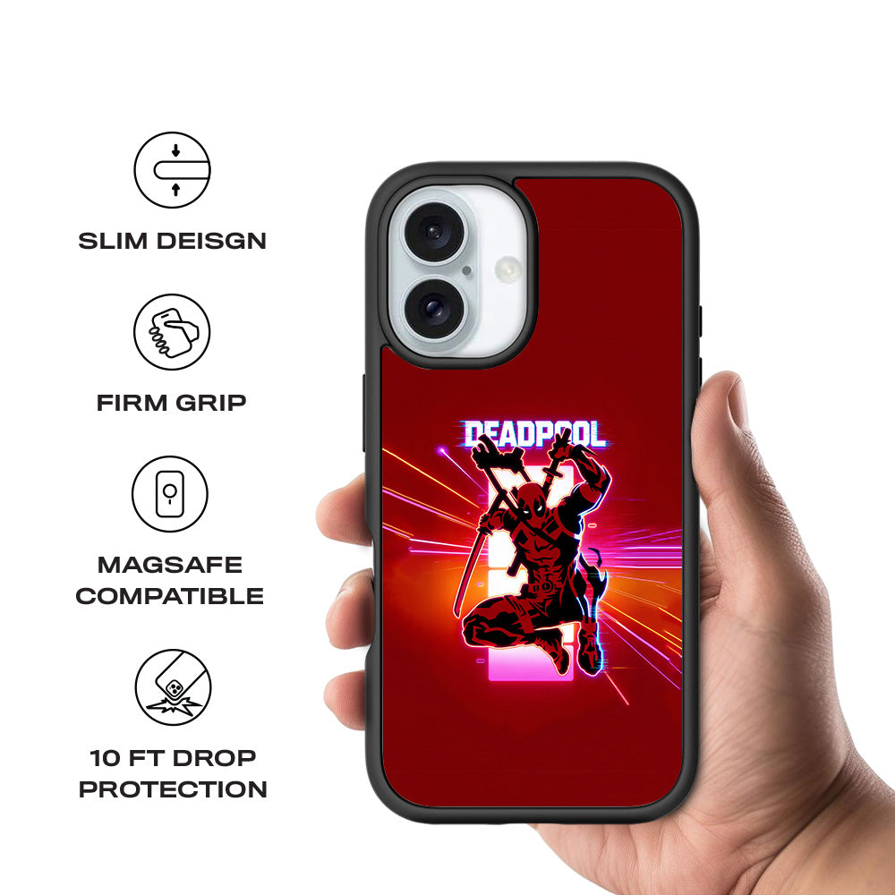 Deadpool Neon Outlaw 3D Skin with Shockguard Armour Magsafe Case for Apple iPhone 16