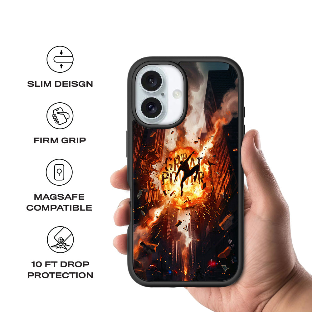 Spider-Man With Great Power 3D Skin with Shockguard Armour Magsafe Case for Apple iPhone 16