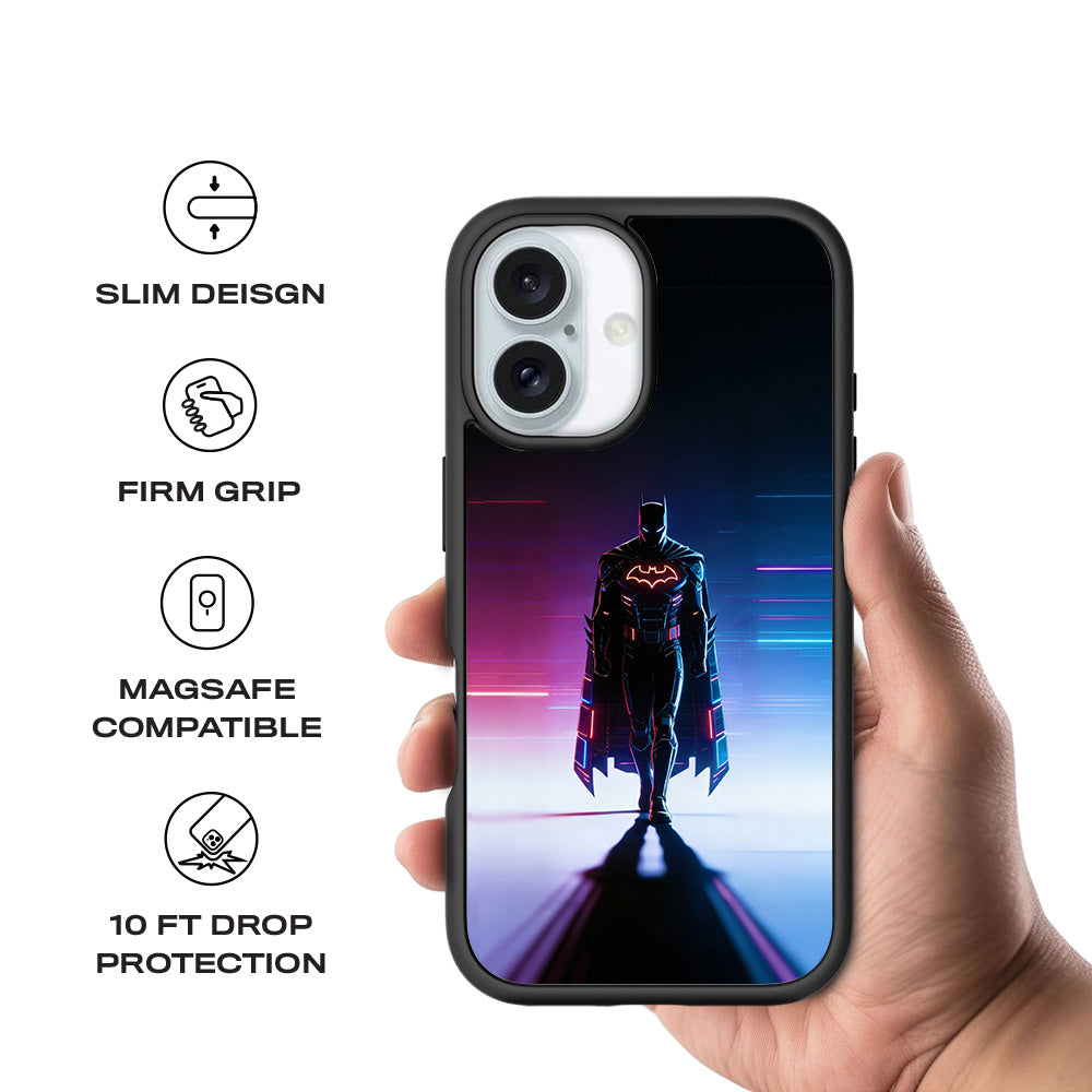 Superhero Neon Streaks 3D Skin with Shockguard Armour Magsafe Case for Apple iPhone 16 Plus