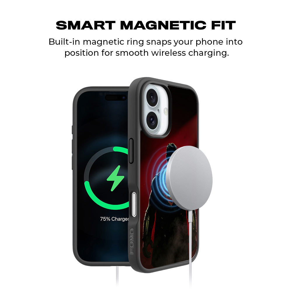 Man of Steel 3D Skin with Shockguard Armour Magsafe Case for Apple iPhone 16 Plus
