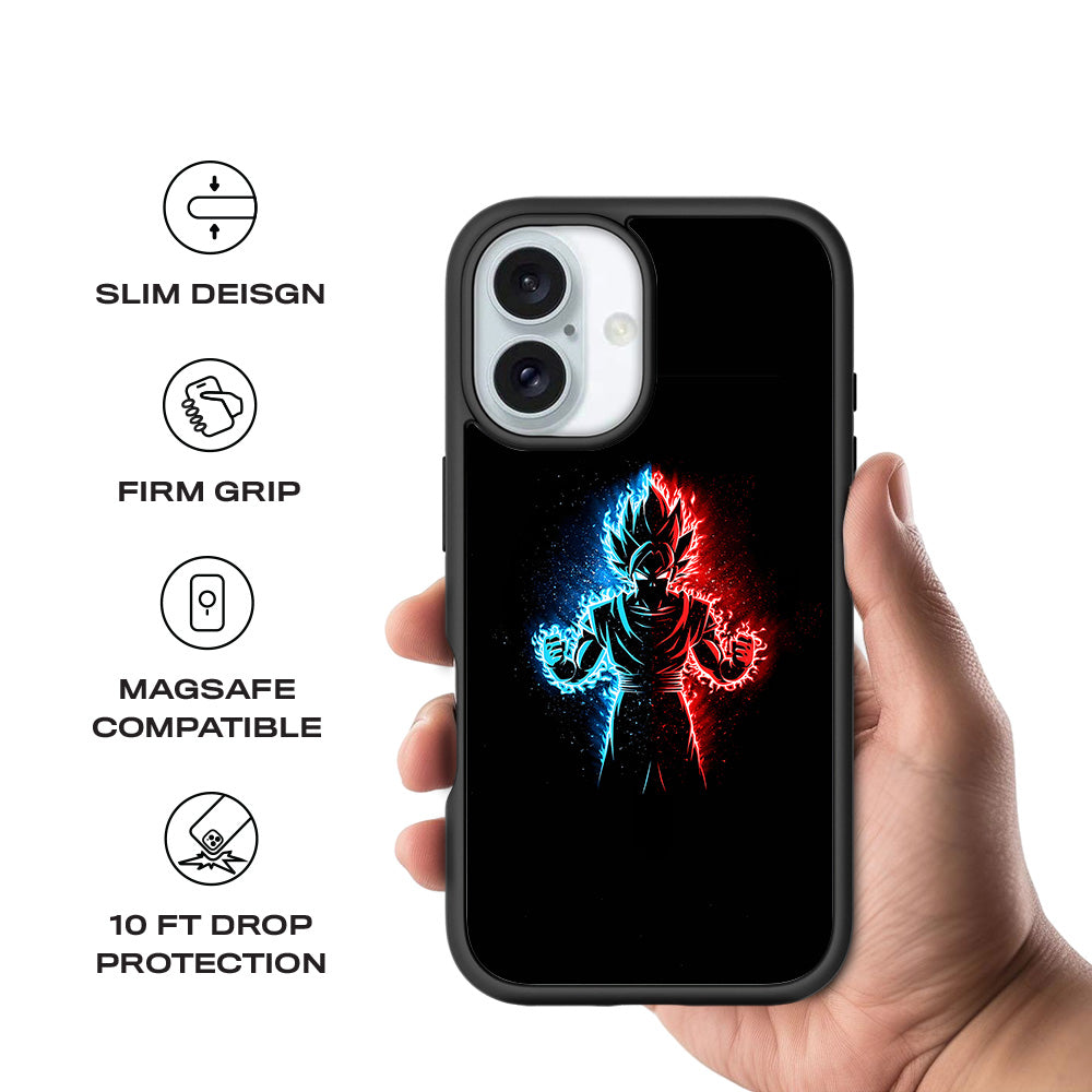 Vegeta in Dual Color Anime 3D Skin with Shockguard Armour Magsafe Case for Apple iPhone 16 Plus