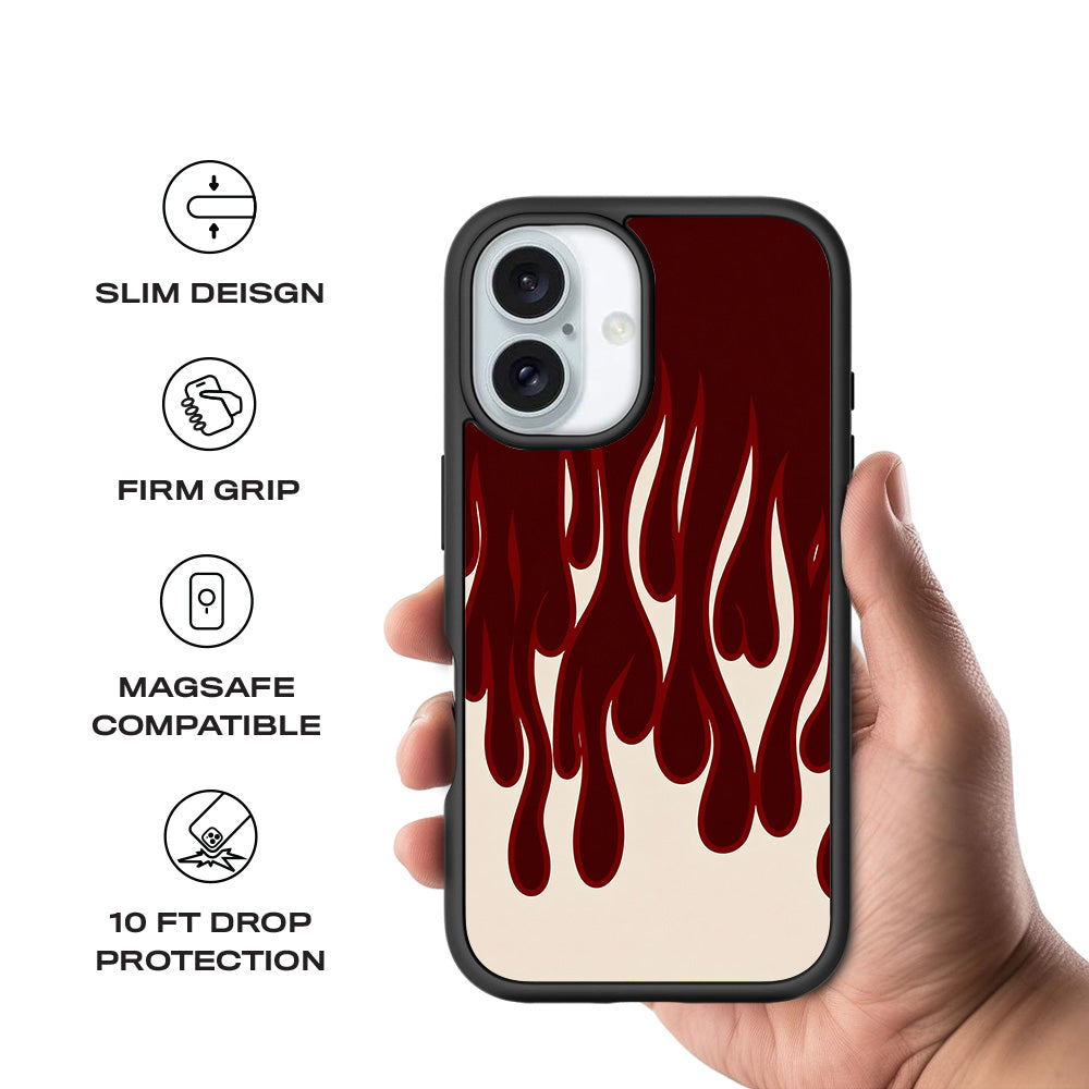Flame Design 3D Skin with Shockguard Armour Magsafe Case for Apple iPhone 16 Plus