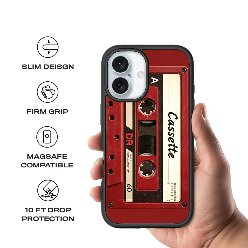 The Retro Cassette 3D Skin with Shockguard Armour Magsafe Case for Apple iPhone 16