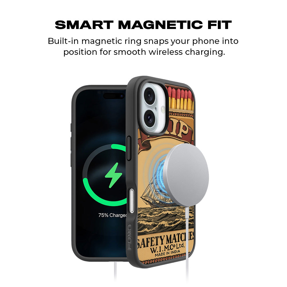 Ship Safety Matches 3D Skin with Shockguard Armour Magsafe Case for Apple iPhone 16 Plus
