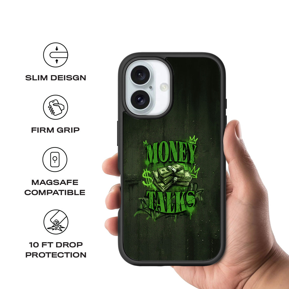 Money Talks 3D Skin with Shockguard Armour Magsafe Case for Apple iPhone 16 and 16 Plus