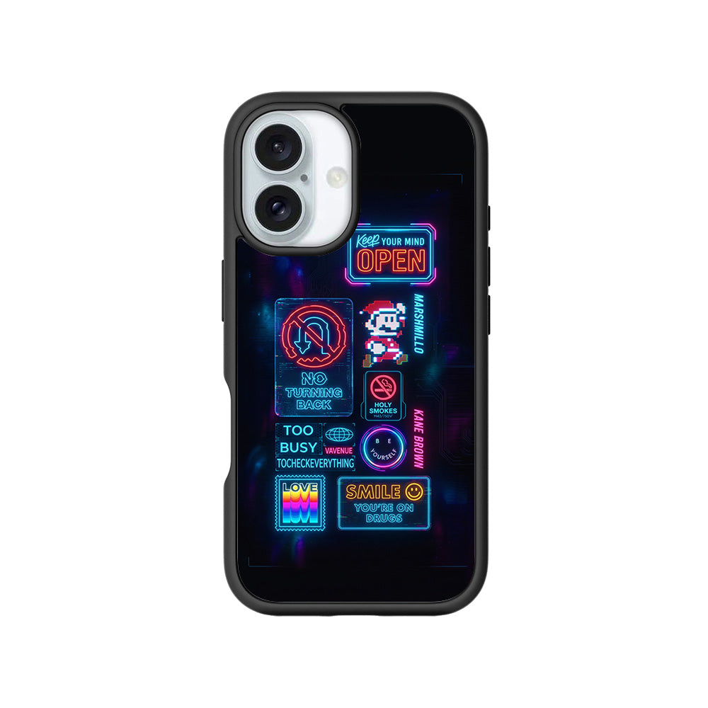 Neon Street Art 3D Skin with Shockguard Armour Magsafe Case for Apple iPhone 16 and 16 Plus
