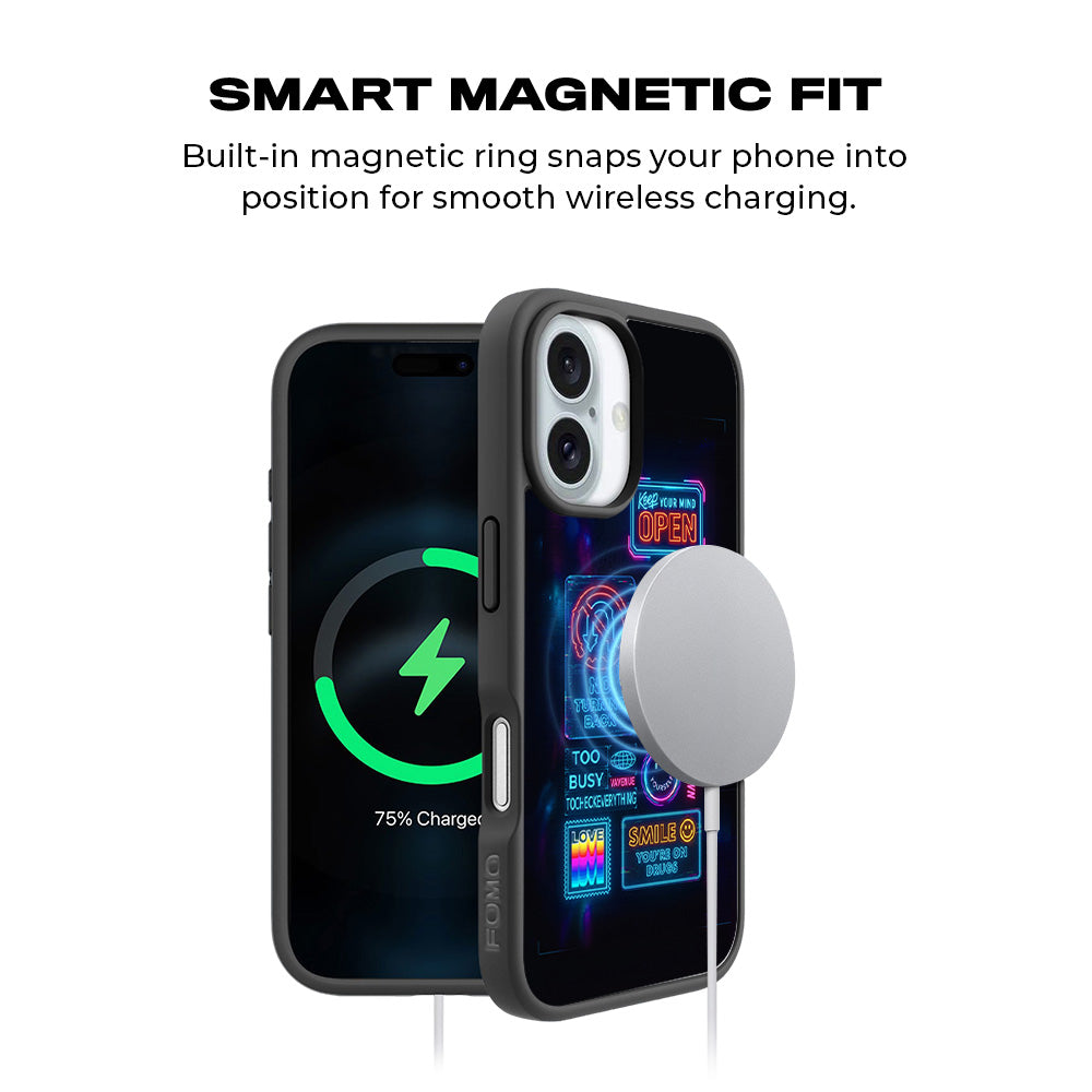 Neon Street Art 3D Skin with Shockguard Armour Magsafe Case for Apple iPhone 16 and 16 Plus