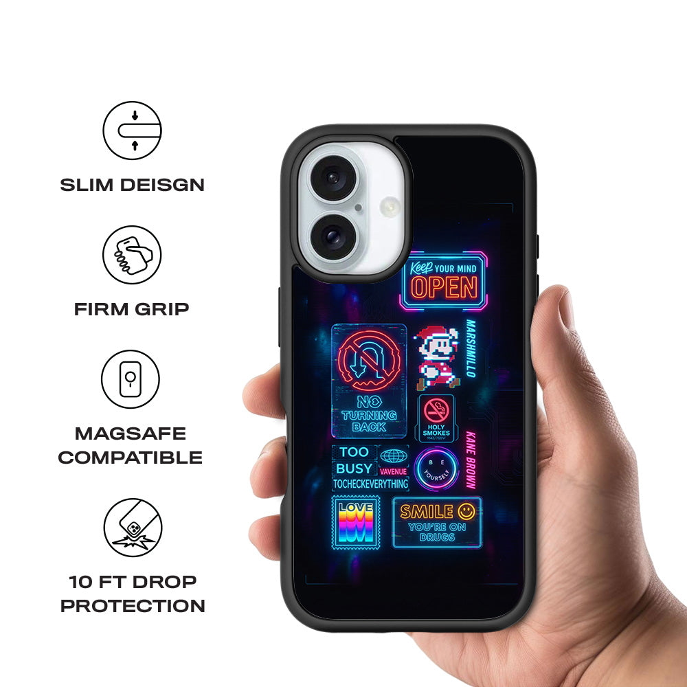 Neon Street Art 3D Skin with Shockguard Armour Magsafe Case for Apple iPhone 16 and 16 Plus