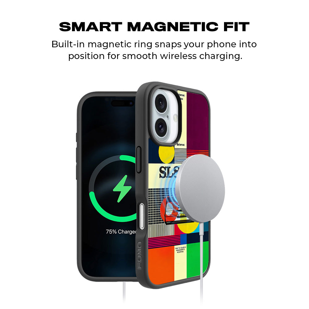 Betamax Vintage Vibes 3D Skin with Shockguard Armour Magsafe Case for Apple iPhone 16 and 16 Plus