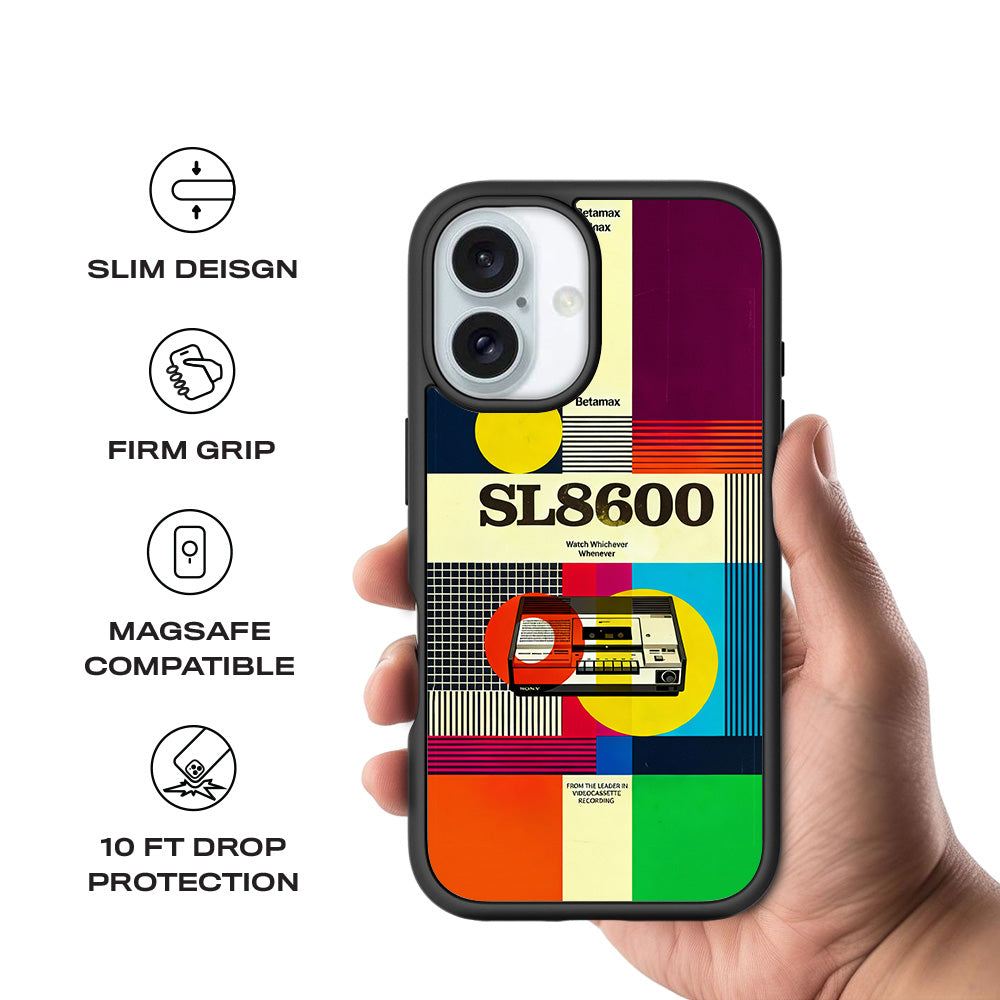 Betamax Vintage Vibes 3D Skin with Shockguard Armour Magsafe Case for Apple iPhone 16 and 16 Plus