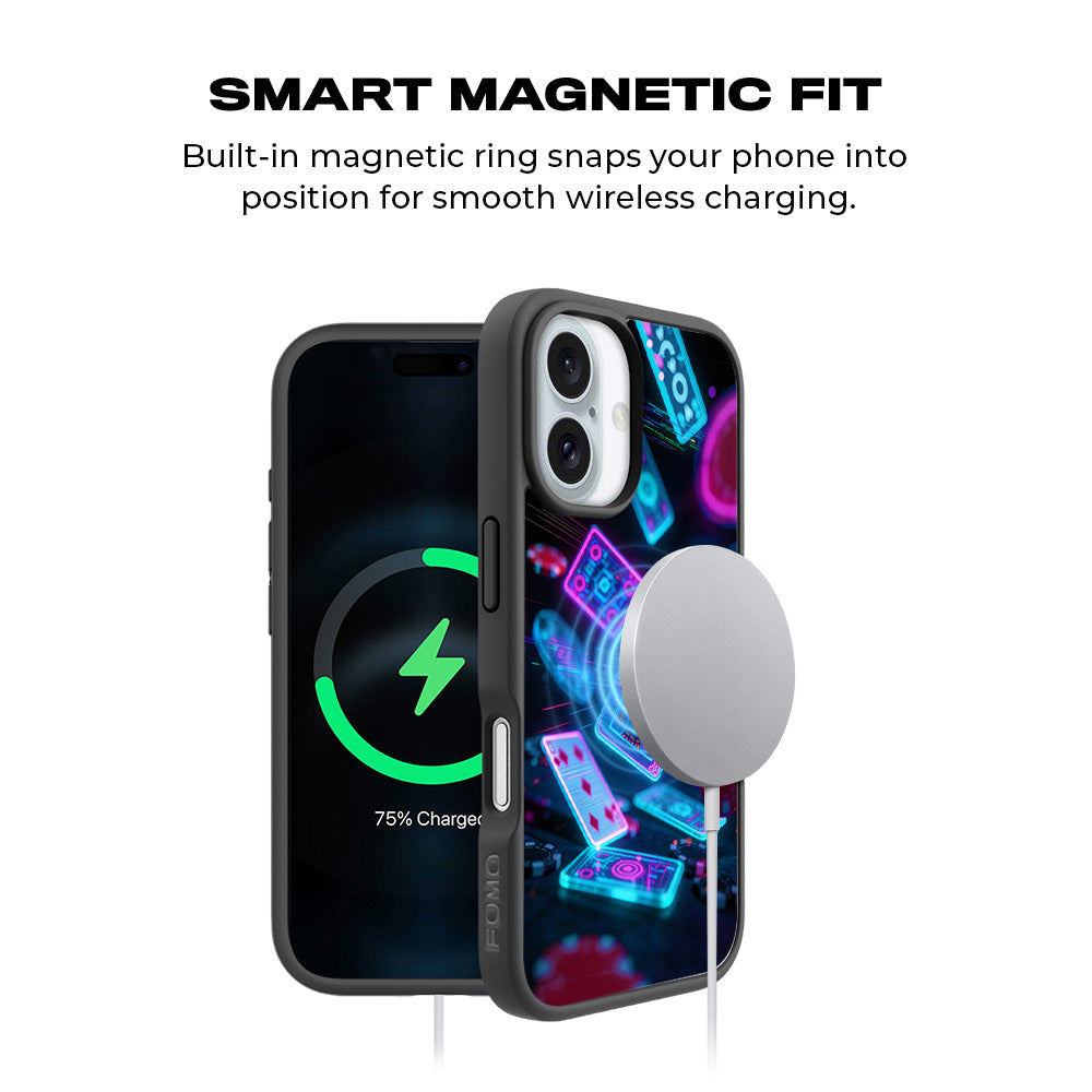 Futuristic Playing Cards 3D Skin with Shockguard Armour Magsafe Case for Apple iPhone 16