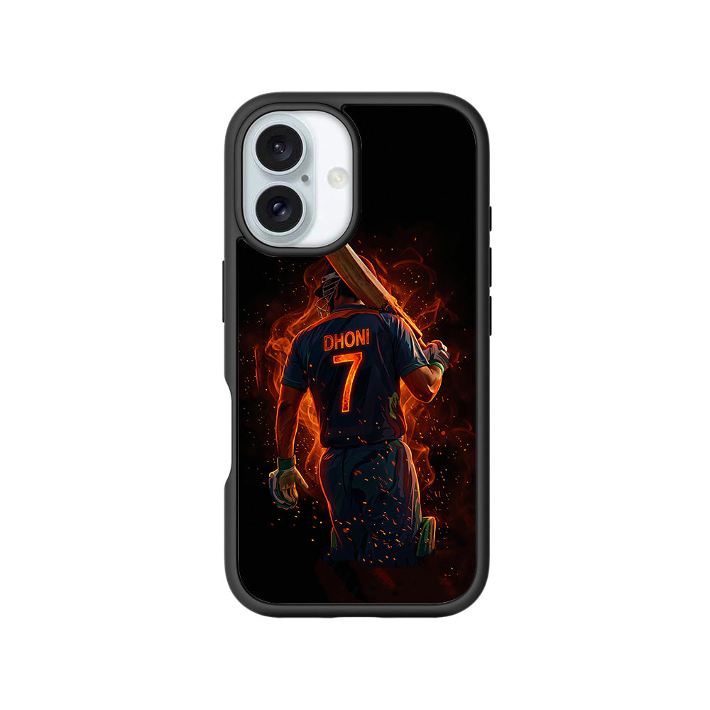 MS Dhoni Inferno Seven Cricket Sports 3D Skin with Shockguard Armour Magsafe Case for Apple iPhone 16 Plus