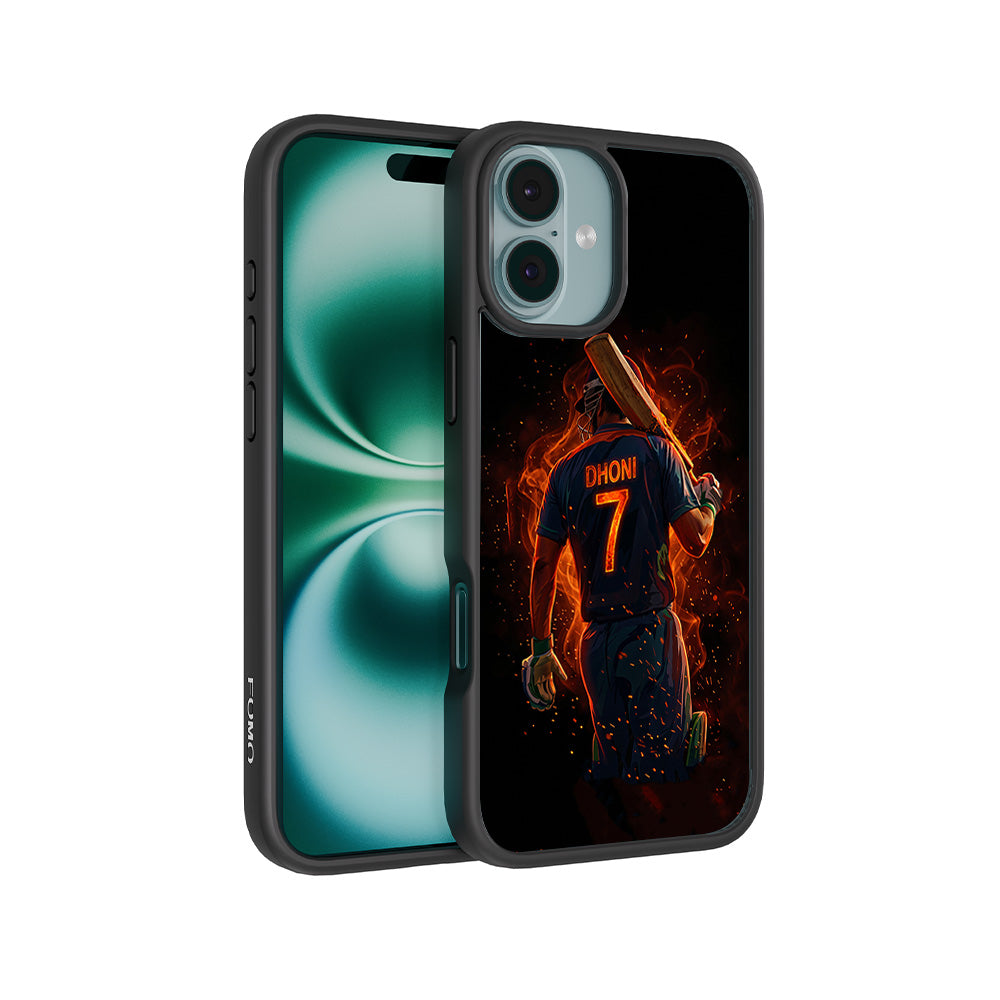 MS Dhoni Inferno Seven Cricket Sports 3D Skin with Shockguard Armour Magsafe Case for Apple iPhone 16 Plus