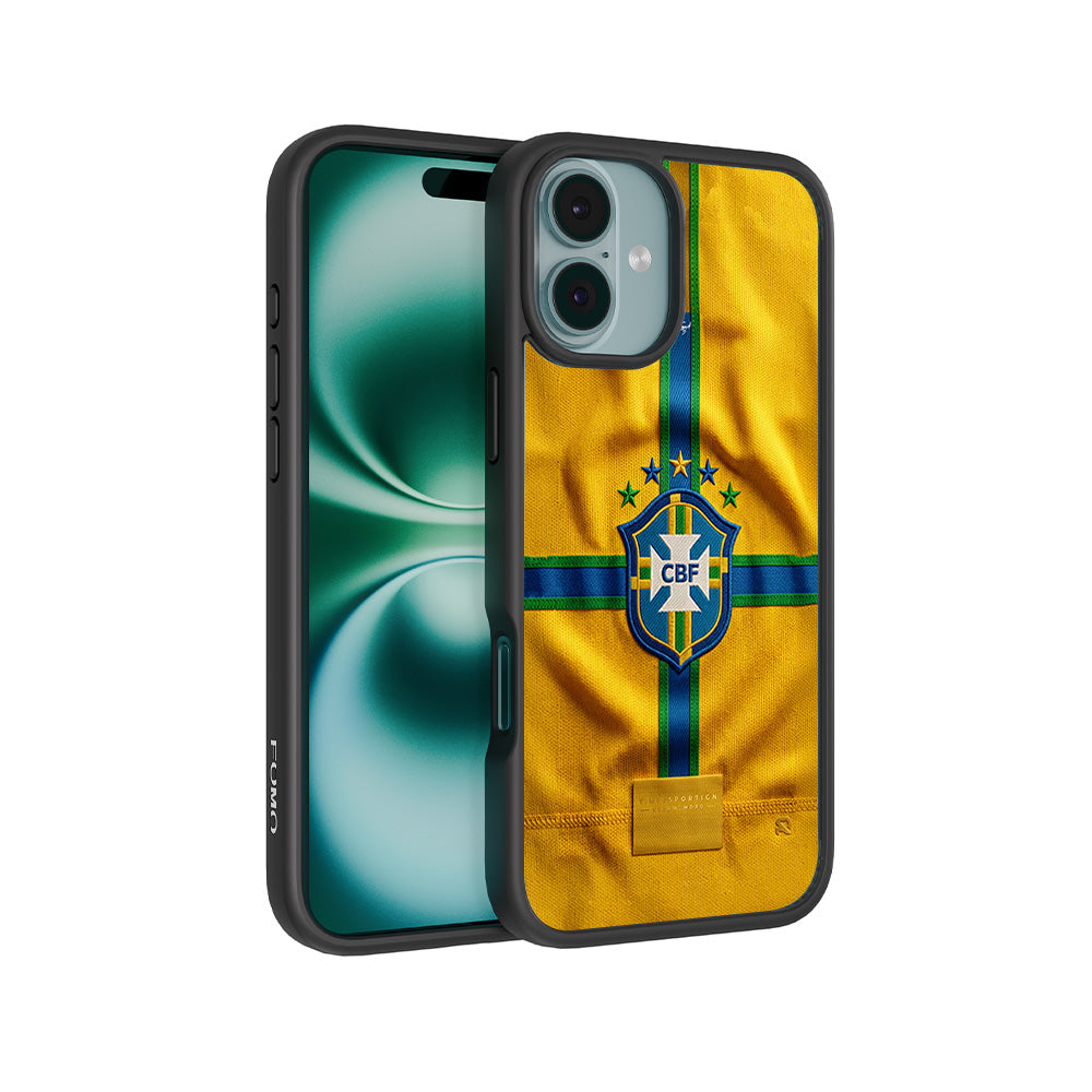 Brazil Football Crest Sports 3D Skin with Shockguard Armour Magsafe Case for Apple iPhone 16 Plus