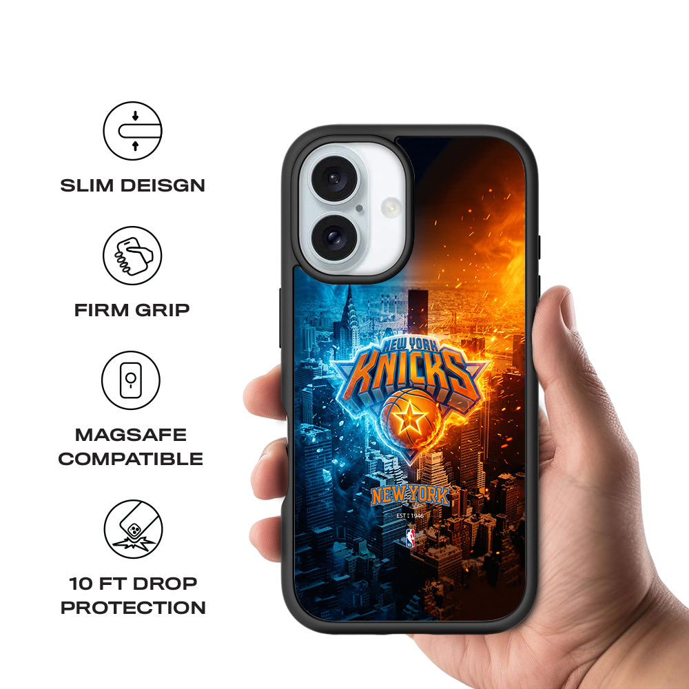 New York Knicks City Pride Sports 3D Skin with Shockguard Armour Magsafe Case for Apple iPhone 16 Plus