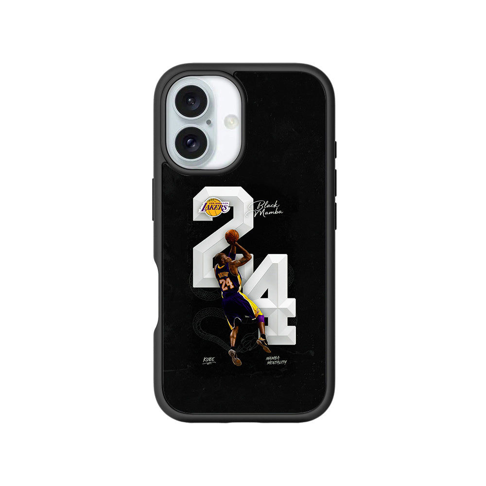 Kobe Bryant Black Mamba 24 Basketball Sports 3D Skin with Shockguard Armour Magsafe Case for Apple iPhone 16 Plus