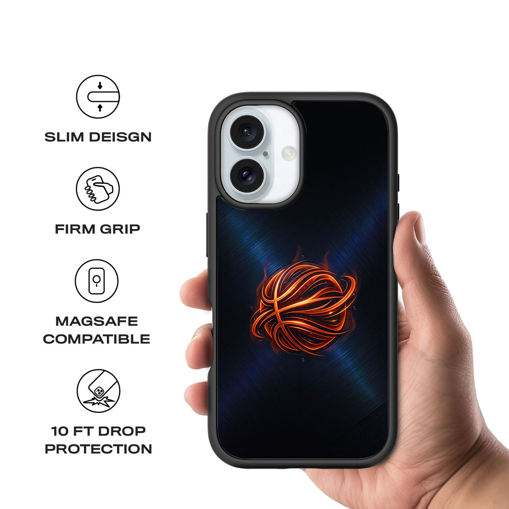 Basketball Inferno Sports 3D Skin with Shockguard Armour Magsafe Case for Apple iPhone 16