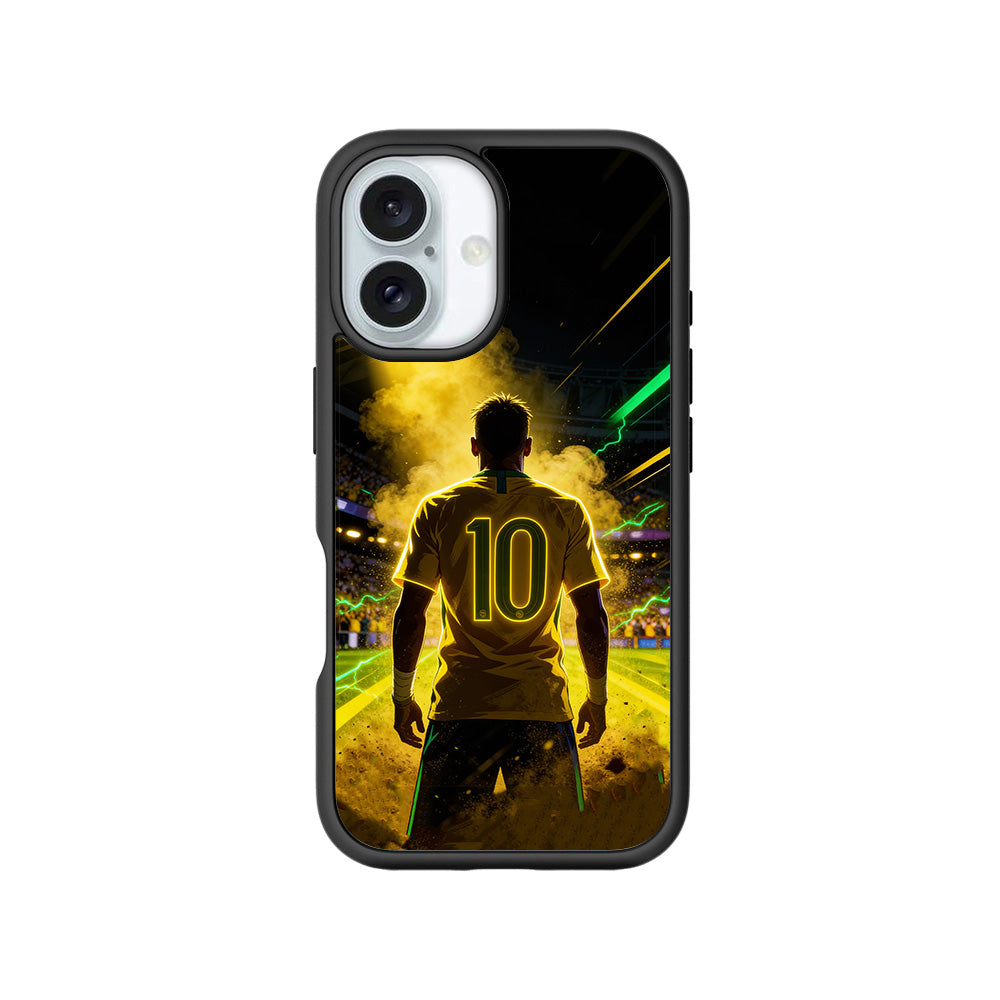 Brazil Number 10 Football Sports 3D Skin with Shockguard Armour Magsafe Case for Apple iPhone 16 Plus