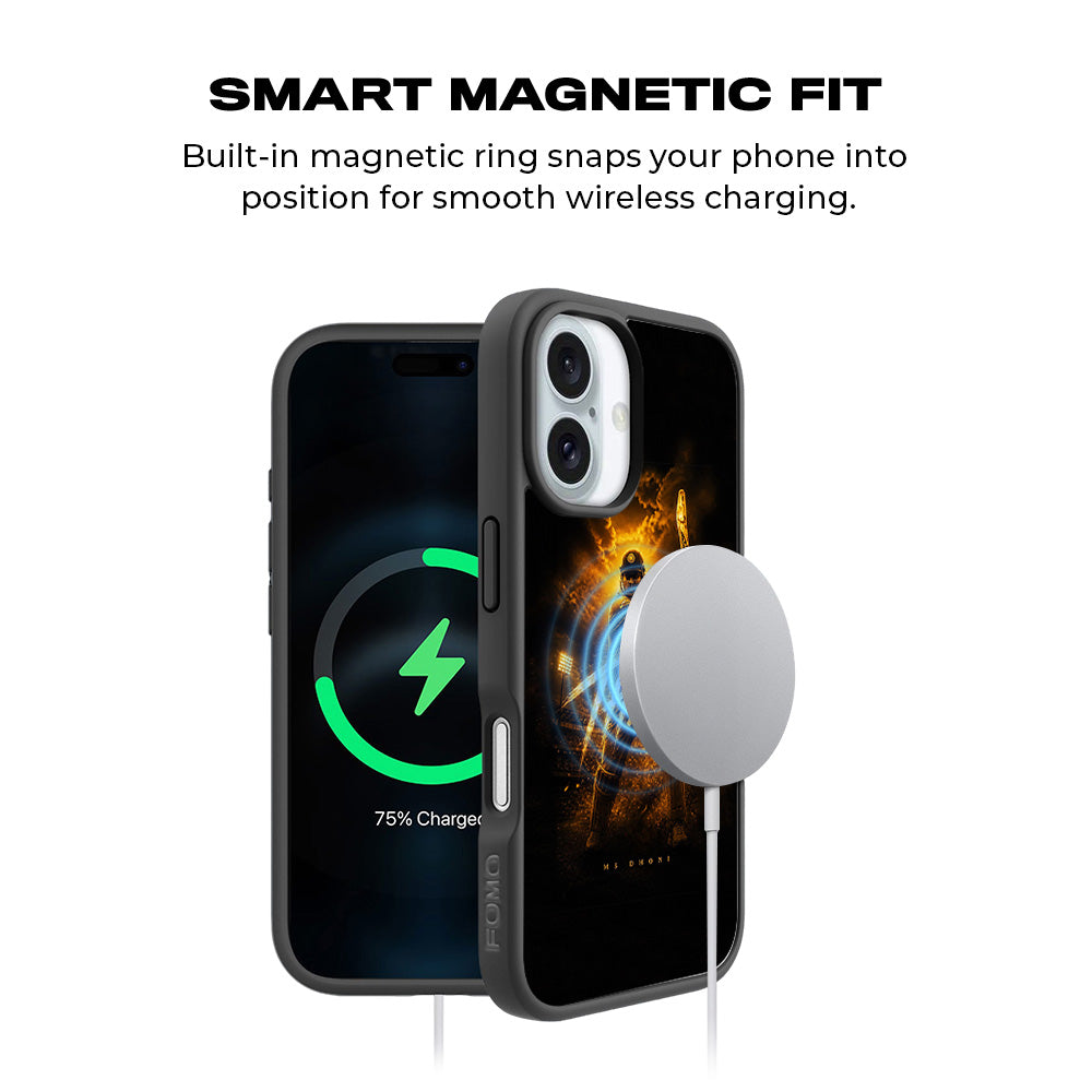 MS Dhoni THALA Cricket Sports 3D Skin with Shockguard Armour Magsafe Case for Apple iPhone 16 Plus