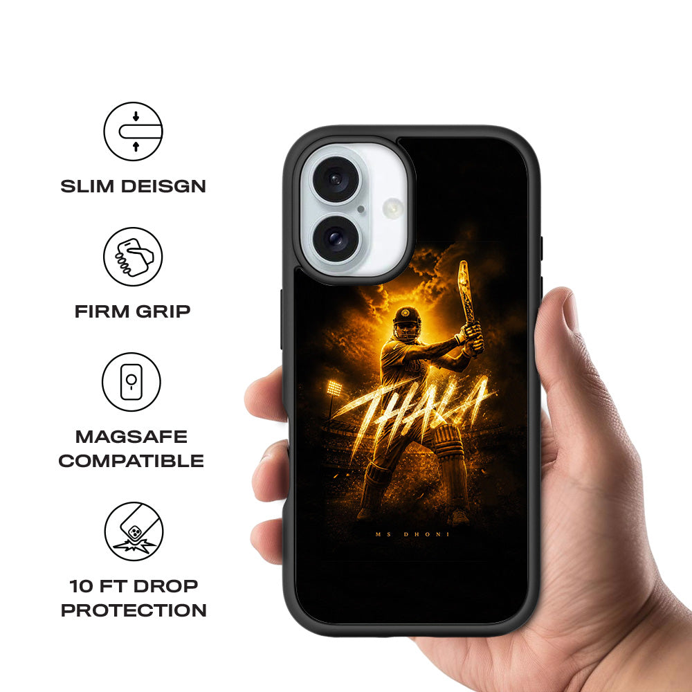 MS Dhoni THALA Cricket Sports 3D Skin with Shockguard Armour Magsafe Case for Apple iPhone 16 Plus