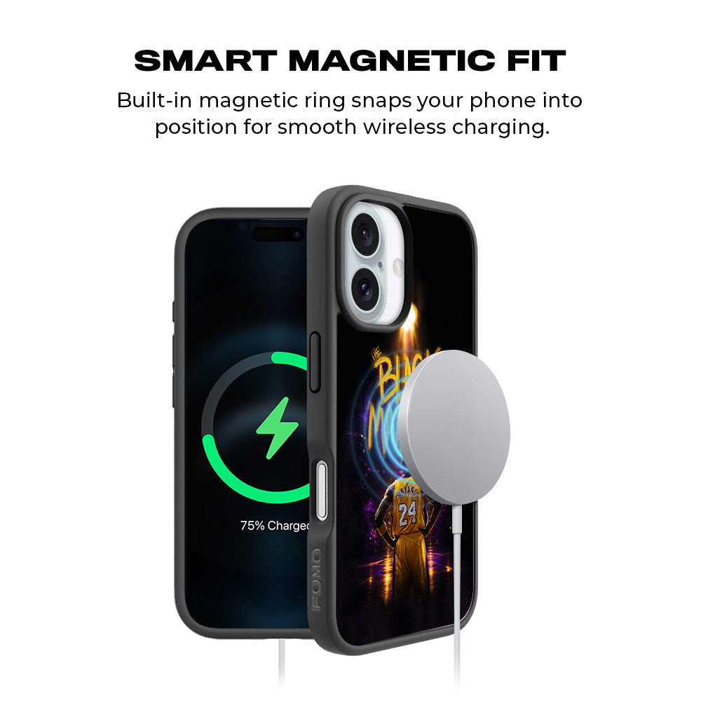 Black Mamba 24 Basketball Sports 3D Skin with Shockguard Armour Magsafe Case for Apple iPhone 16 Plus