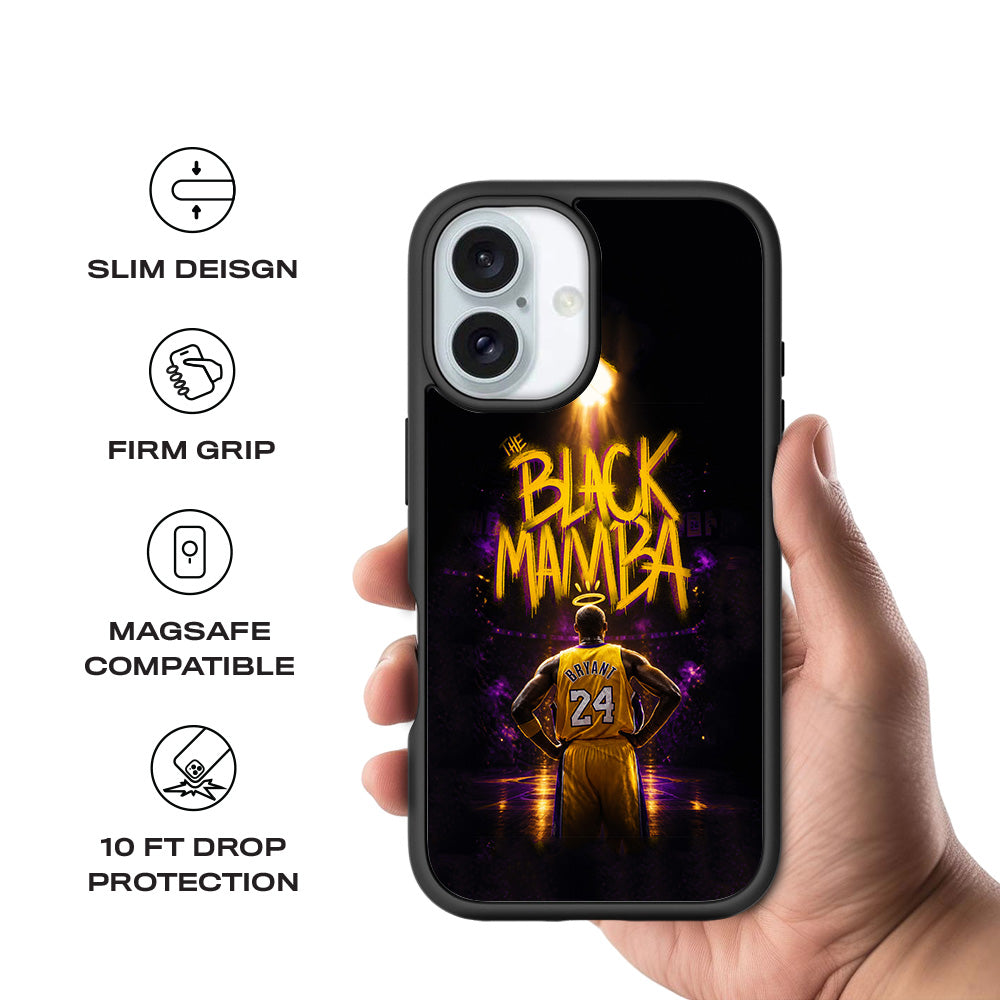 Black Mamba 24 Basketball Sports 3D Skin with Shockguard Armour Magsafe Case for Apple iPhone 16 Plus