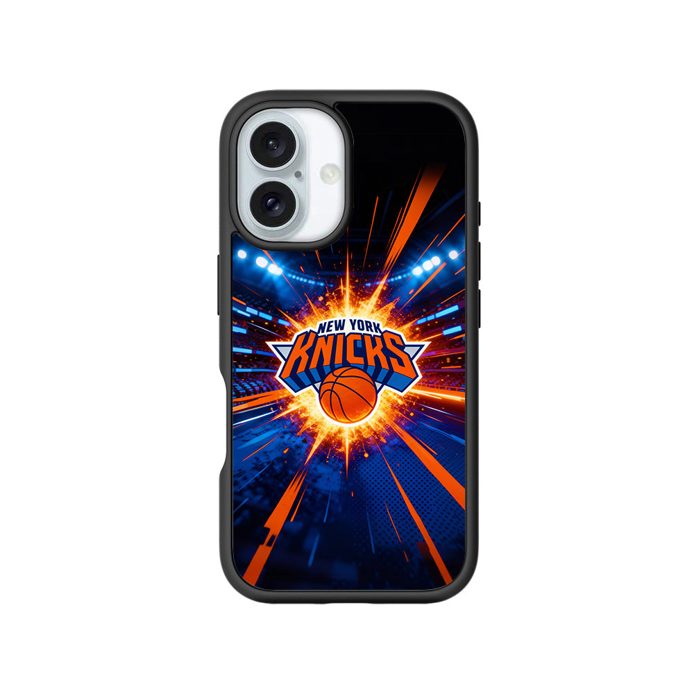 New York Knicks Arena Burst Sports 3D Skin with Shockguard Armour Magsafe Case for Apple iPhone 16