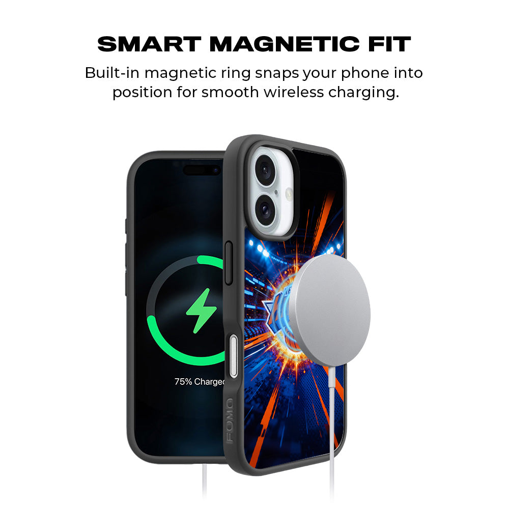New York Knicks Arena Burst Sports 3D Skin with Shockguard Armour Magsafe Case for Apple iPhone 16