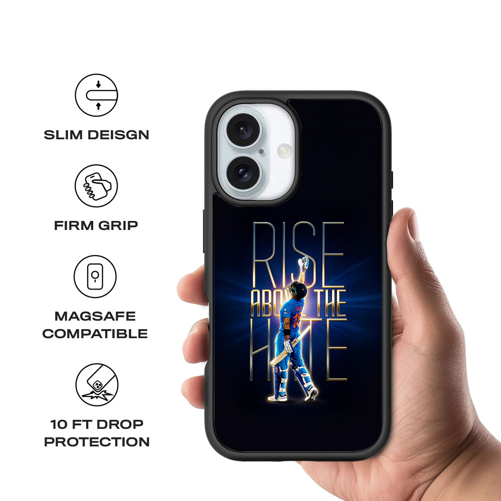 Rise Above The Hate Cricket Sports 3D Skin with Shockguard Armour Magsafe Case for Apple iPhone 16 Plus