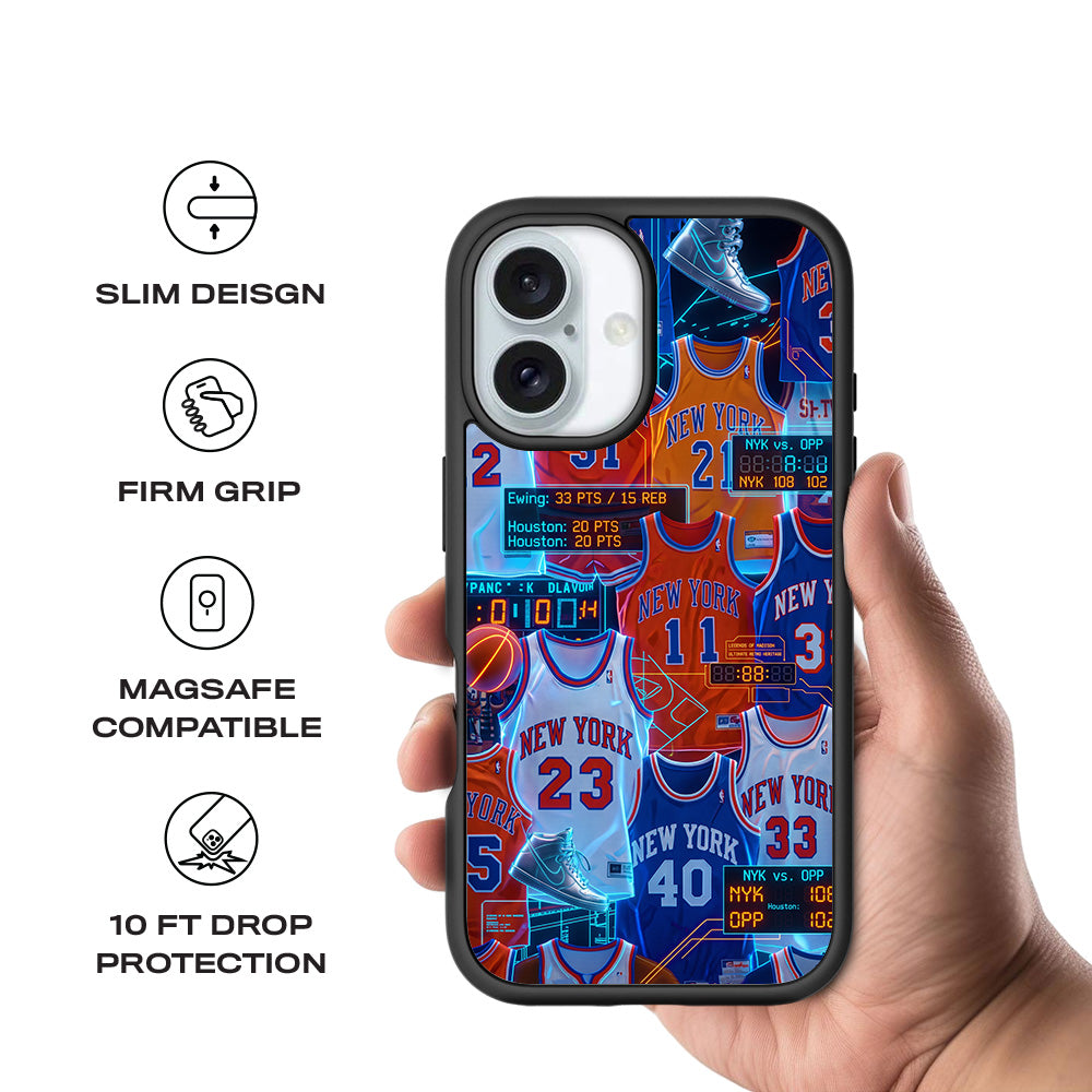 New York Knicks Retro Jerseys Sports 3D Skin with Shockguard Armour Magsafe Case for Apple iPhone 16