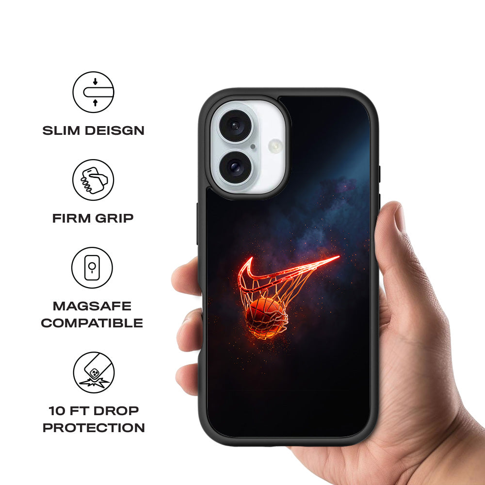 Basketball Nike Fire Sports 3D Skin with Shockguard Armour Magsafe Case for Apple iPhone 16 Plus