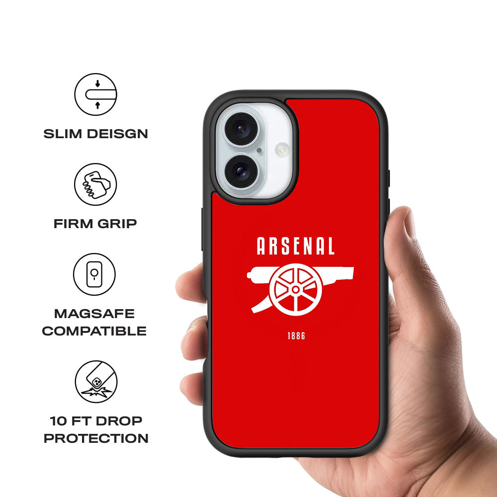 Arsenal Cannon Sports 3D Skin with Shockguard Armour Magsafe Case for Apple iPhone 16