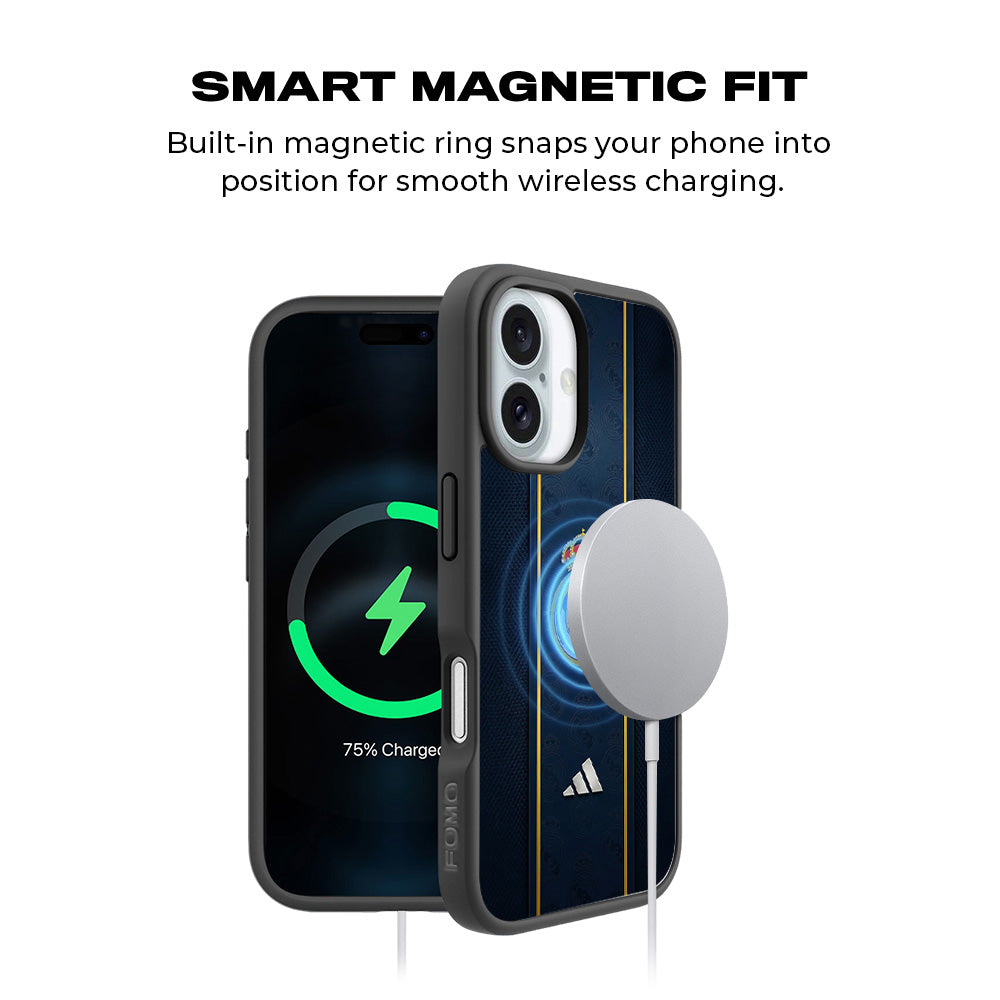 Real Madrid Sports 3D Skin with Shockguard Armour Magsafe Case for Apple iPhone 16