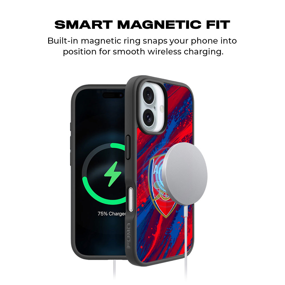 Arsenal Modern Crest Sports 3D Skin with Shockguard Armour Magsafe Case for Apple iPhone 16