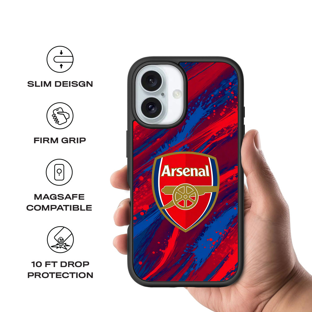 Arsenal Modern Crest Sports 3D Skin with Shockguard Armour Magsafe Case for Apple iPhone 16