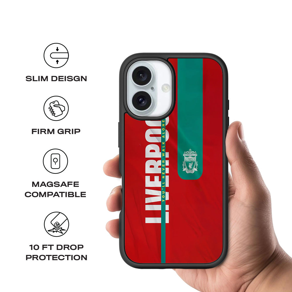 Liverpool You Will Never Walk Alone Sports 3D Skin with Shockguard Armour Magsafe Case for Apple iPhone 16