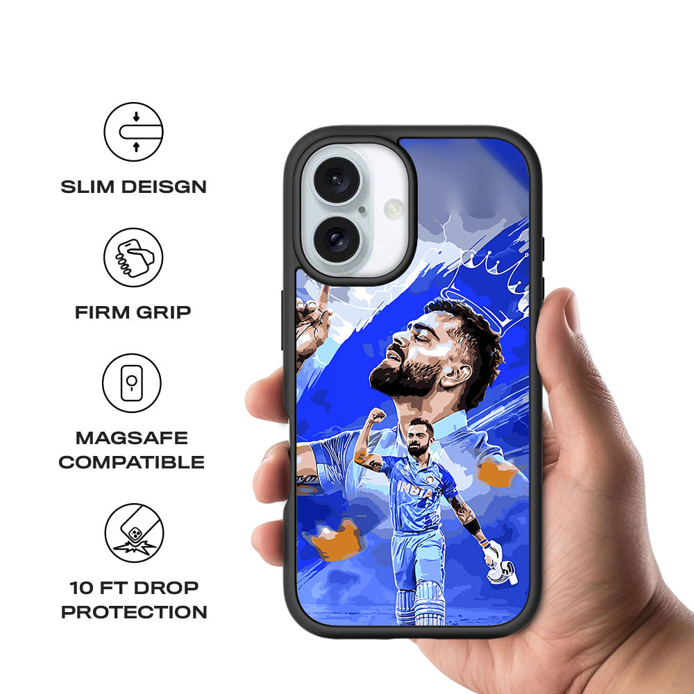 Virat Kohli Champion Sports 3D Skin with Shockguard Armour Magsafe Case for Apple iPhone 16