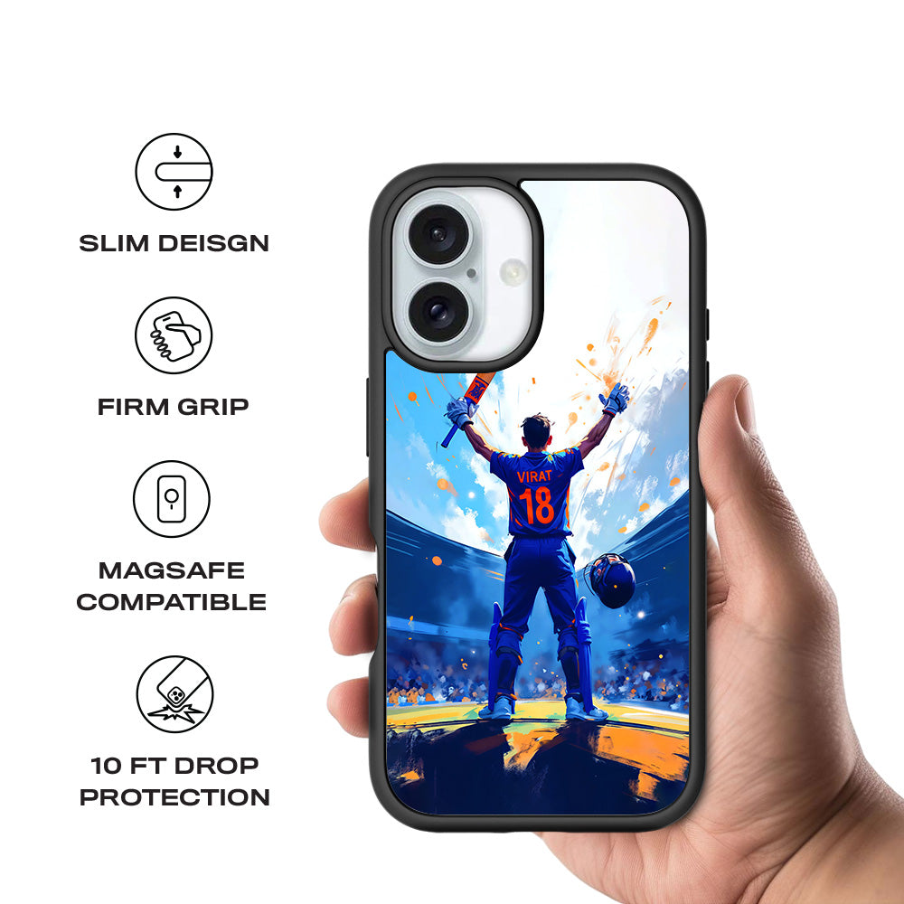 King Virat Kohli Sports 3D Skin with Shockguard Armour Magsafe Case for Apple iPhone 16