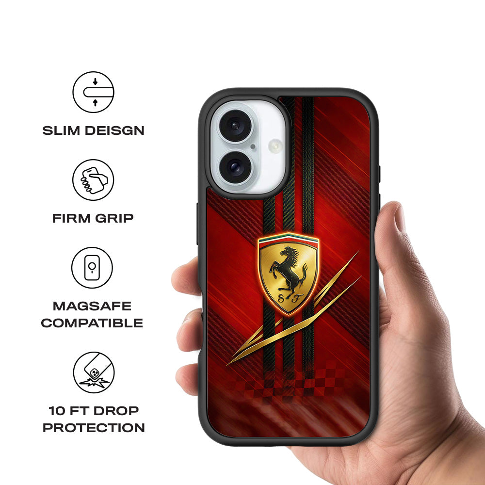 Ferrari 3D Skin with Shockguard Armour Magsafe Case for Apple iPhone 16 Plus
