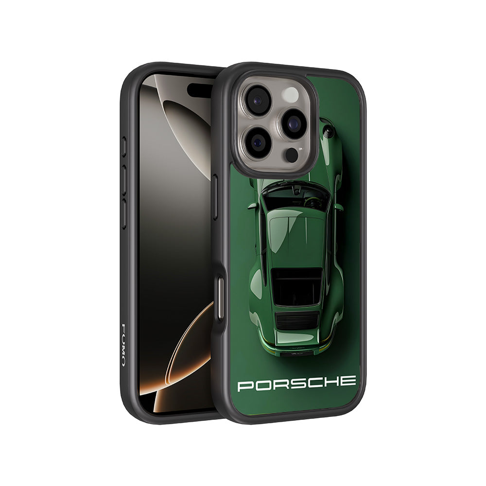 Dark Green Porsche 3D Skin with Shockguard Armour Magsafe Case for Apple iPhone 16 Pro Max