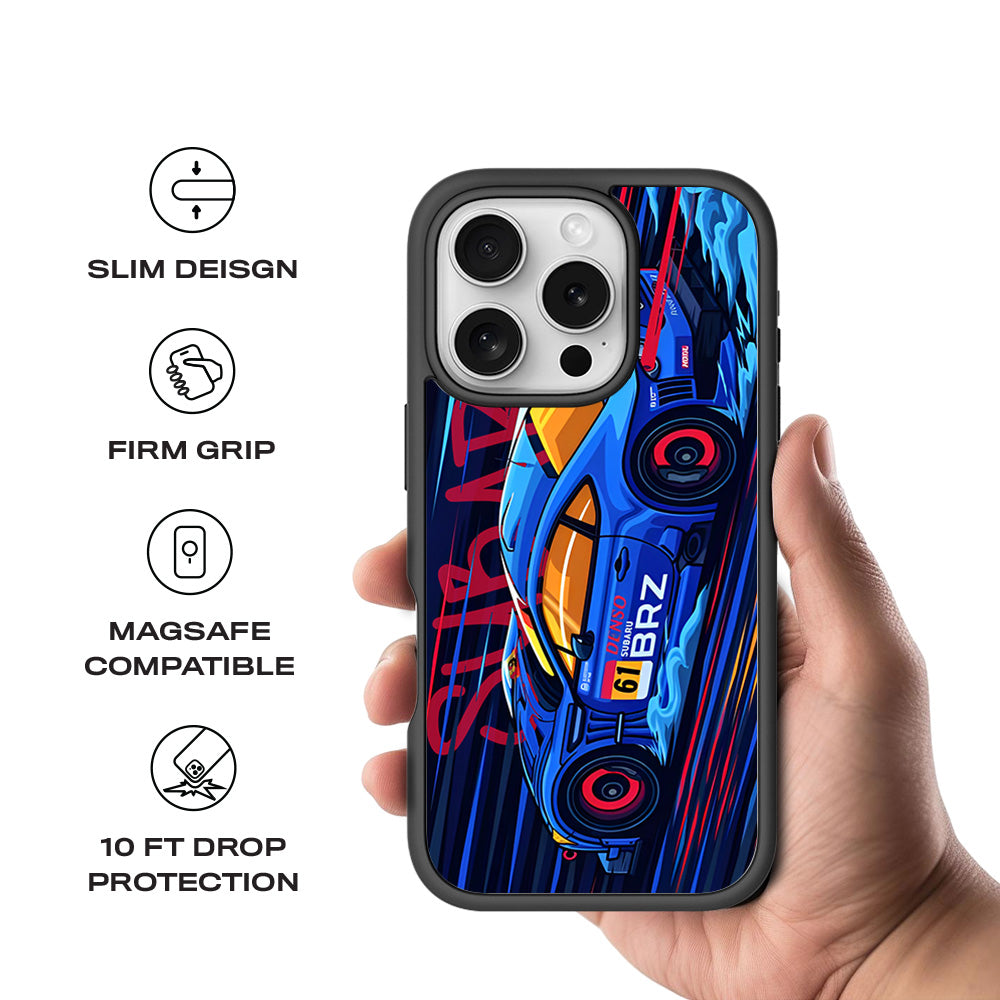 Subaru BRZ 3D Skin with Shockguard Armour Magsafe Case for Apple iPhone 16 Pro