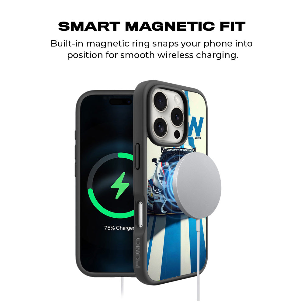 BMW GT Racing 3D Skin with Shockguard Armour Magsafe Case for Apple iPhone 16 Pro Max