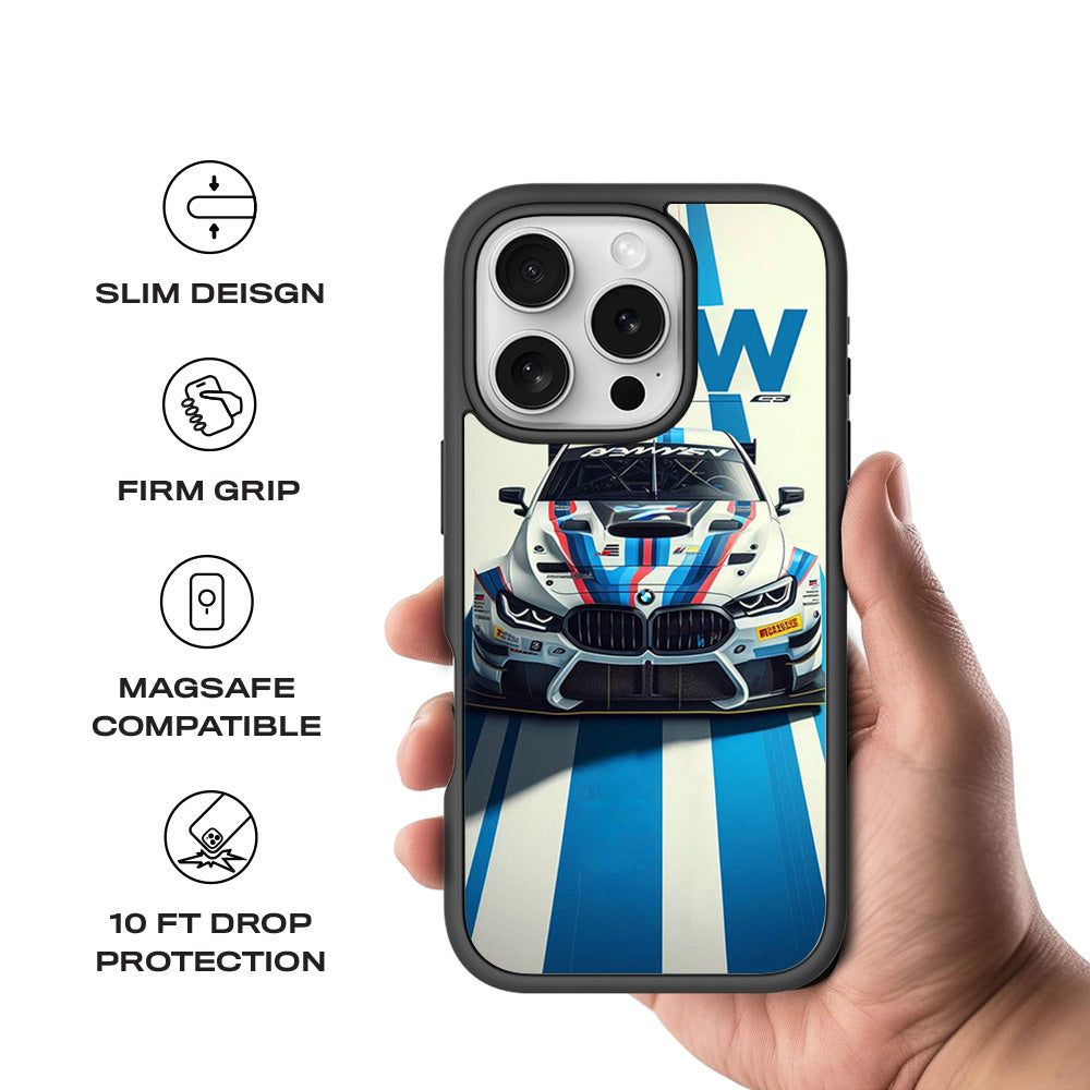 BMW GT Racing 3D Skin with Shockguard Armour Magsafe Case for Apple iPhone 16 Pro Max