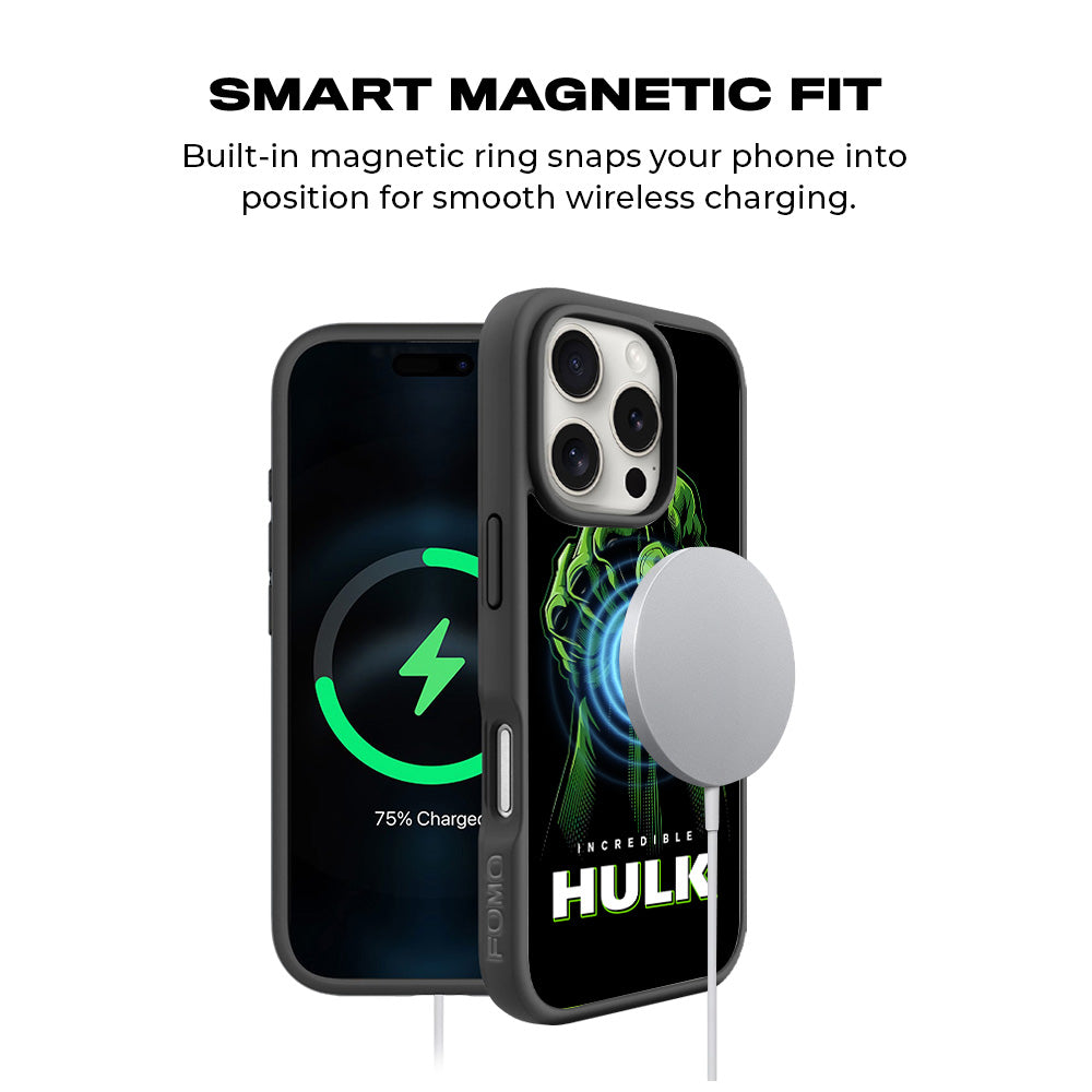 Incredible Hulk Fist Comic 3D Skin with Shockguard Armour Magsafe Case for Apple iPhone 16 Pro
