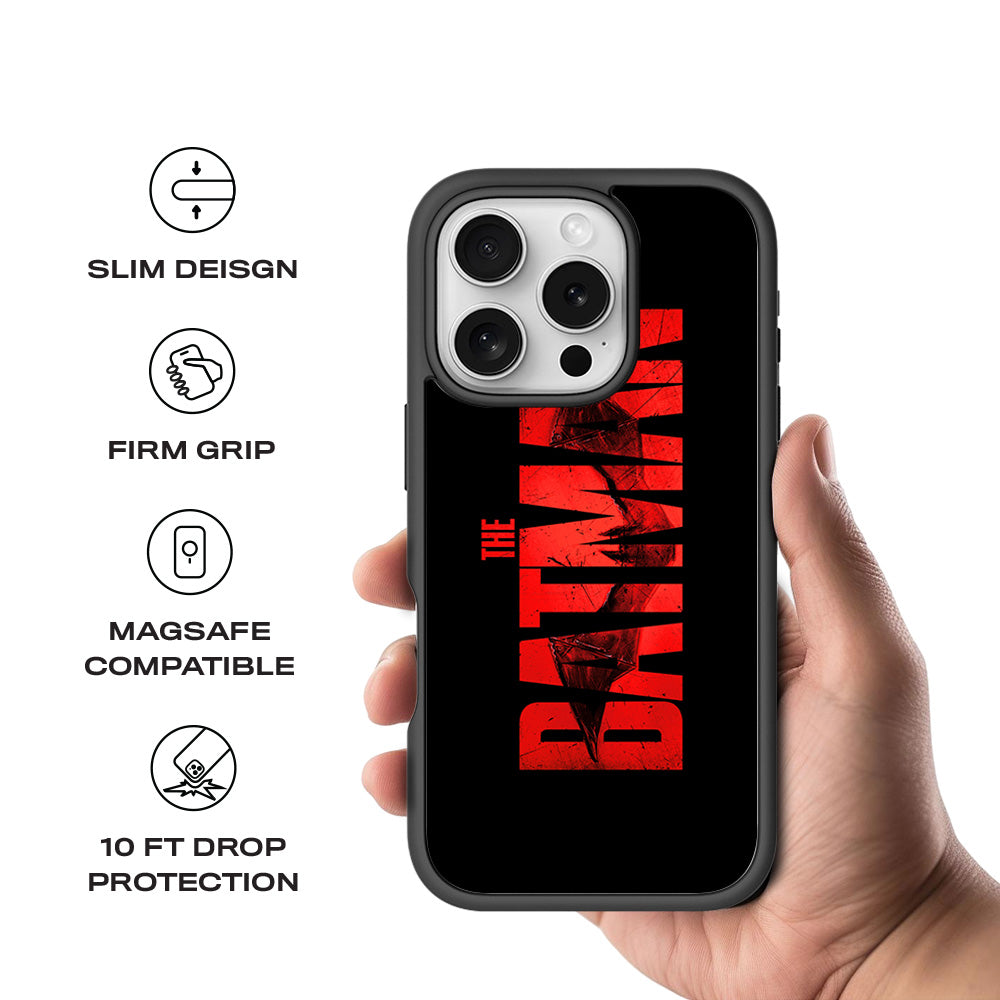 The Batman in Bold Red 3D Skin with Shockguard Armour Magsafe Case for Apple iPhone 16 Pro Max