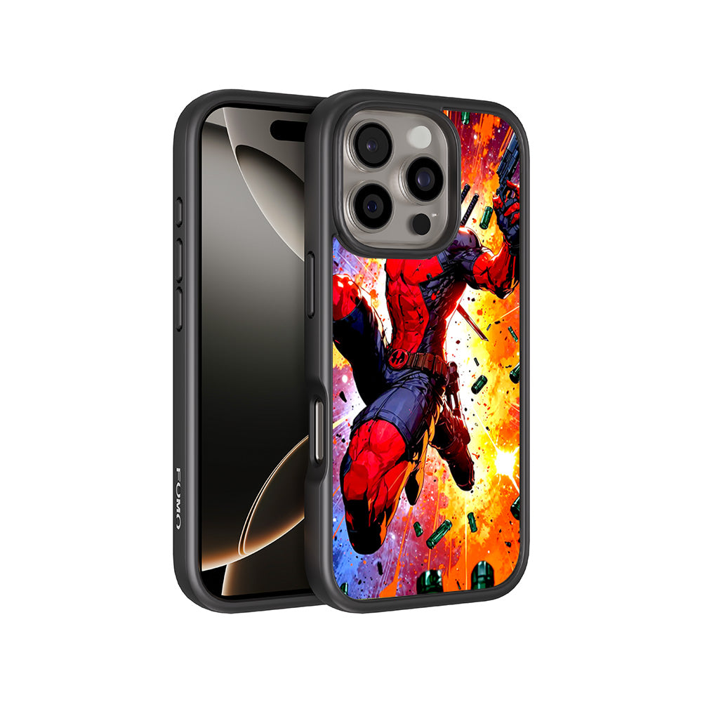 Deadpool Crimson Comics 3D Skin with Shockguard Armour Magsafe Case for Apple iPhone 16 Pro