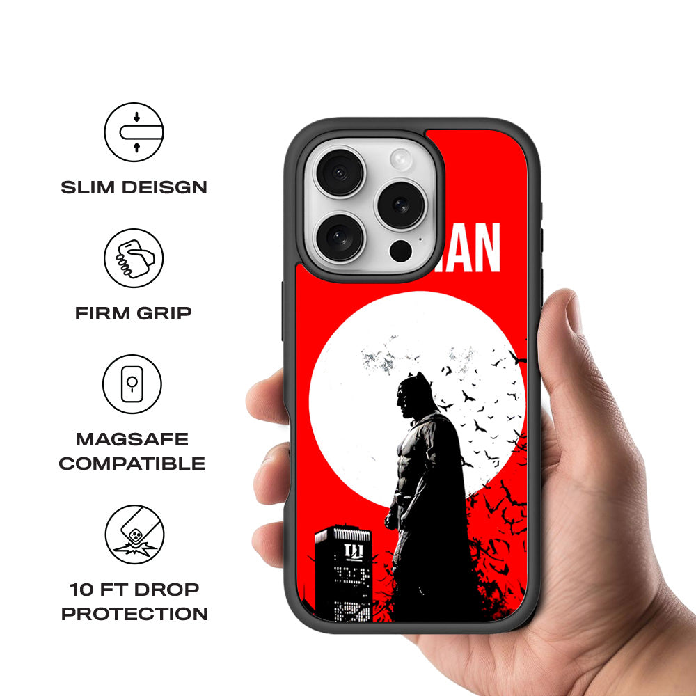 Batman Night Over Comics 3D Skin with Shockguard Armour Magsafe Case for Apple iPhone 16 Pro