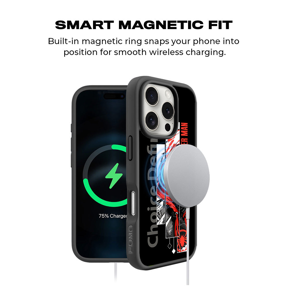 Spider-Man Choice Defines Comics 3D Skin with Shockguard Armour Magsafe Case for Apple iPhone 16 Pro