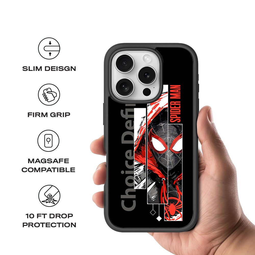 Spider-Man Choice Defines Comics 3D Skin with Shockguard Armour Magsafe Case for Apple iPhone 16 Pro