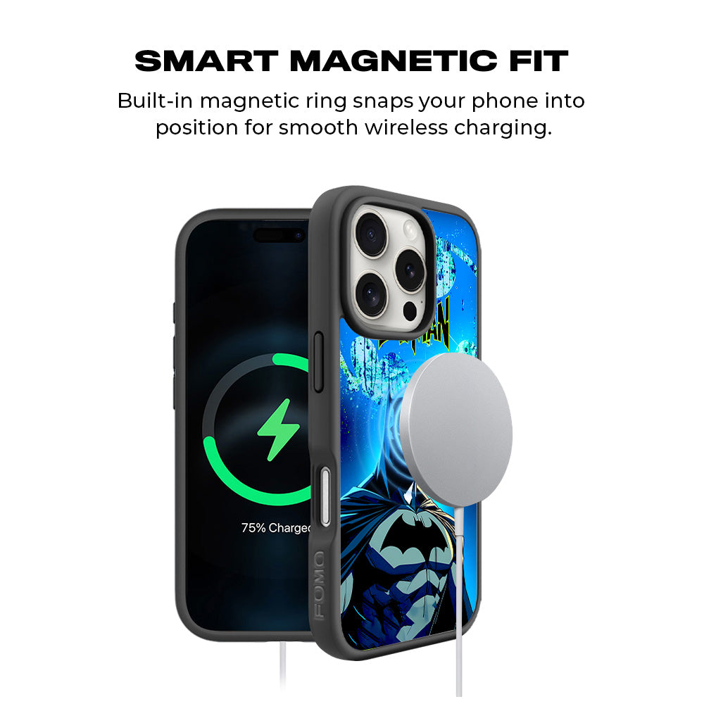 Batman Dark Knight Bright Style Comics 3D Skin with Shockguard Armour Magsafe Case for Apple iPhone 16 Pro